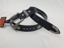 Wrangler Women's Black Leather Western Belt with Silver Hardware Size L - NWT