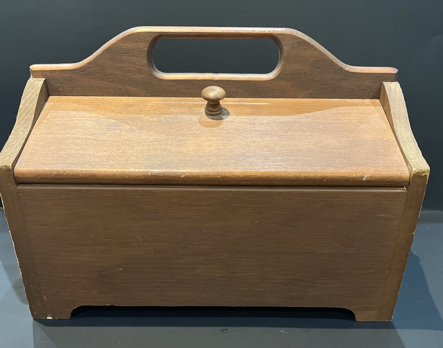 Wood Vintage Sewing Caddy Box W/ Handle & Lids, 11.75”x7.75”x9” In Great Shape