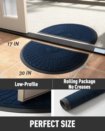 Alfombrilla para puerta exterior interior entrada felpudo-semicircular duradera 17"x30" azul marino - Imagen 7 de 7