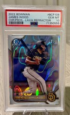JAMES WOOD 2022 Bowman Chrome LAVA Refractor /399 1st PSA 10 Gem Mint