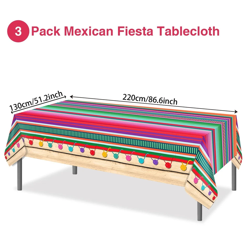 3 Piezas Mantel Fiesta Mexicana, Manteles Fiesta Mexicana Cinco De Ma... Foto 2 de 4