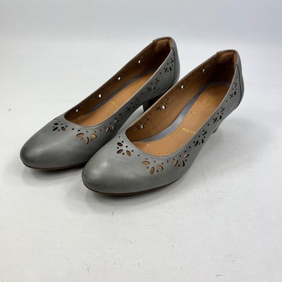 Clarks Artisan Damen-Pumps grau Leder UK 5 weite Passform perforiert Slipper