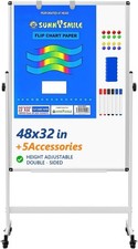 Lar Rolling Whiteboard Double Sides - 48 x 32 Inches Magnetic Dry Erase