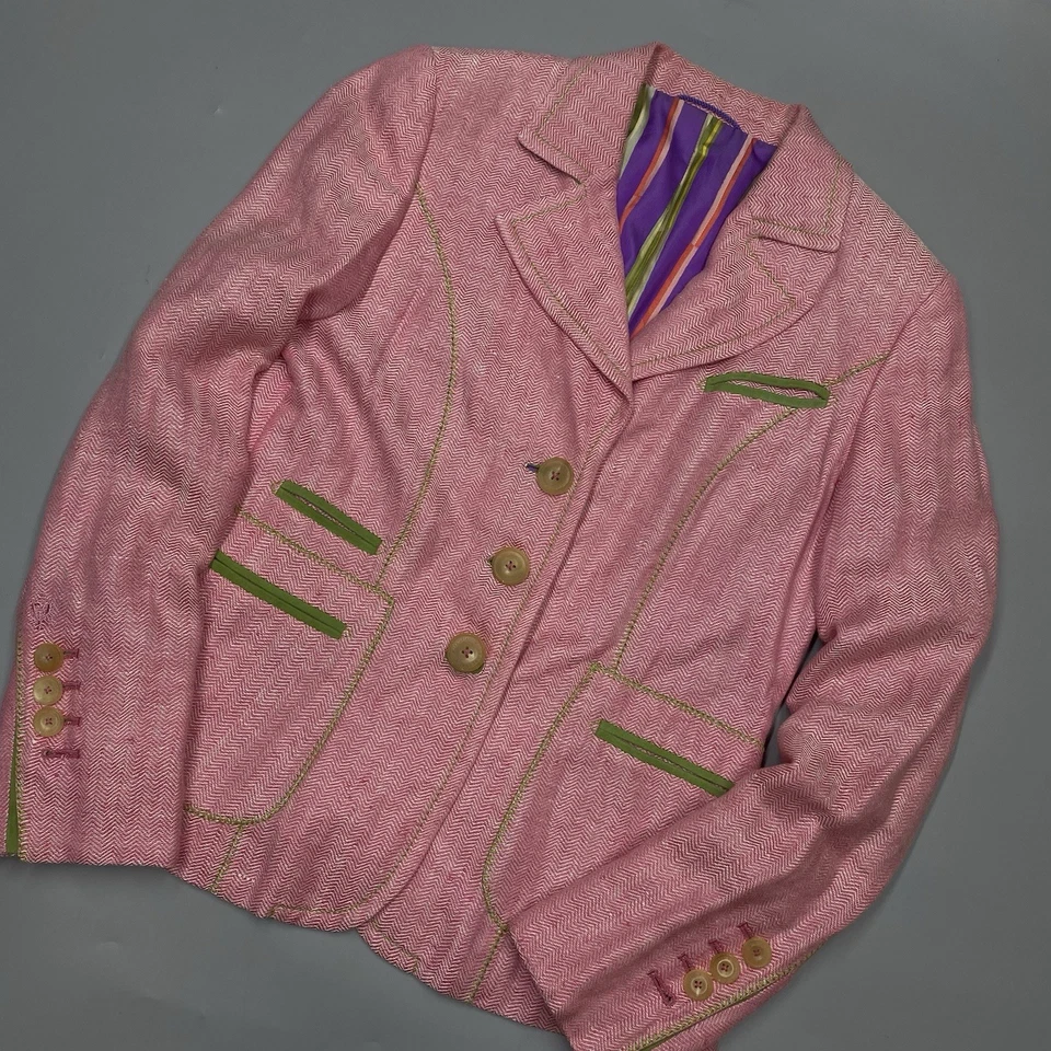 HABSBURG KLEIDER Auguste Lino Folk Blazer Chaqueta Rosa EU 36-38 UK 10 US 6 S Foto 2 de 4