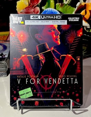 V For VENDETTA 4K UHD Blu-ray STEELBOOK Rare Oop BEST BUY Portman Weaving SEALED
