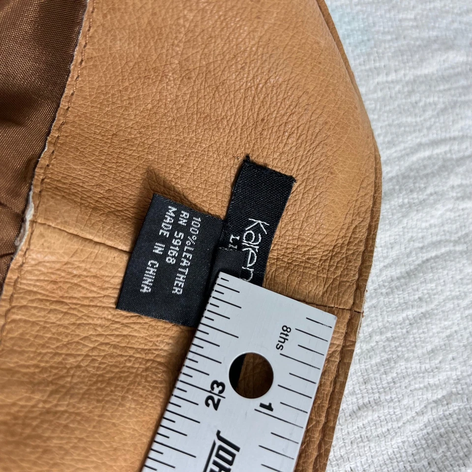 Falda Karen Kane Gamuza Cuero Marrón Dobladillo Festoneado Para Mujer Talla 8 Western Prairie Foto 3 de 4