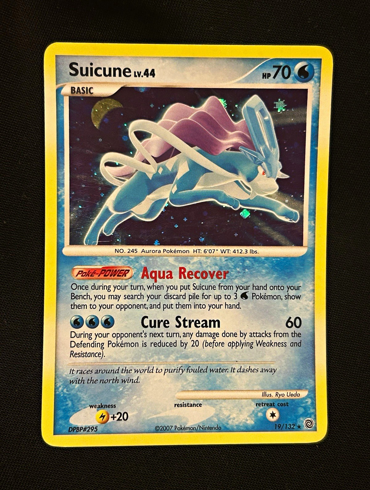 Pokemon Suicune 19/132 Secret Wonders Holo Rare English 70 HP Basic 2007