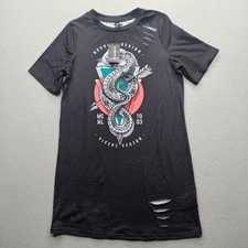 SHEIN X Women's Size Extra Small Black Short Sleeve Graphic Snake Dress NWT