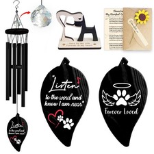 Dog Passed Away Wind Chime with Crystal, Dog Loss Sympathy Card, Poem  26" D...
