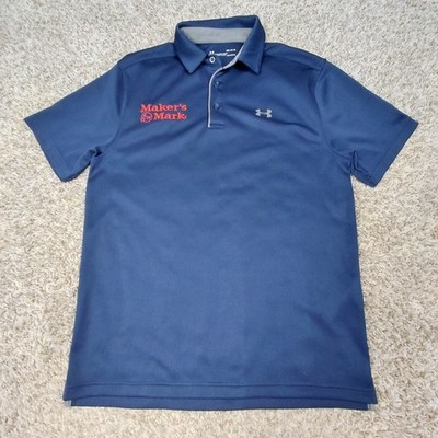Under Armour Makers Mark Golf Polo Shirt Mens Medium Navy Blue Performance