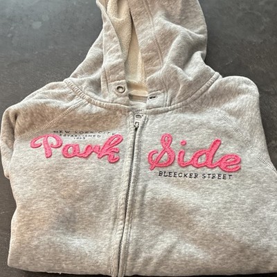 H&M Girls Gray Full Zip Fleece Hoodie Hooded Embroidered Long Sleeve US 12-14Y