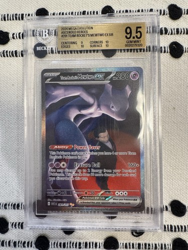 Pokemon 2026 Team Rocket's Mewtwo ex 281/217  Strong  BGS 9.5 All 10s One 9