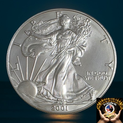 #ad Better Date 2001 American Silver Eagle 1 Troy Oz .999 Fine Silver Fast Ship 🚢 $94.99