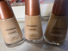 Lot 3 Covergirl Clean Liquid Foundation Makeup Classic Tan Perfect Beige & Tawny