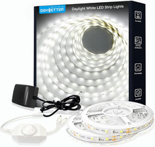 White LED Strip Light, 40 Ft Dimmable Bright Rope Lighting, 6500K 24V Strips, 72