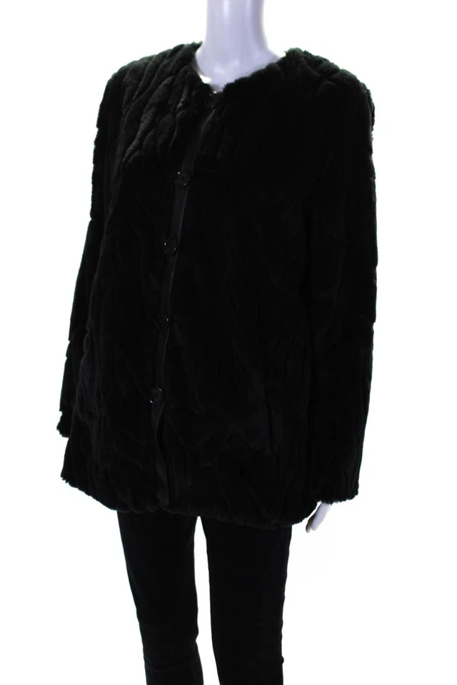 Chaqueta Waverly Gris Mujer Piel Texturizada Abotonada Manga Larga Negra Talla M Foto 2 de 4