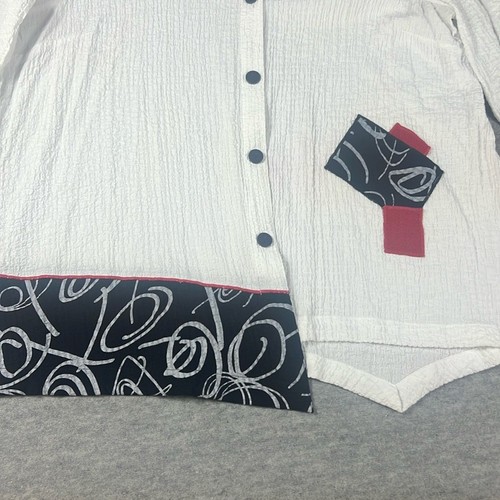 Camisa Top Ali Miles Para Mujer Talla XL Lagenlook Dobladillo Asimétrico Arte Para Usar - Imagen 3 de 10
