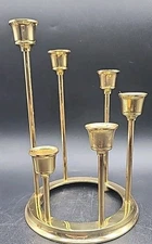 Vintage Brass Crescendo Taper Tiered 6 Candlestick Holder Centerpiece Partylite
