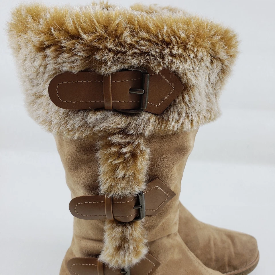 Vintage Y2K Lower East Side Boot Womens 8.5 Brown Chunky Tall Faux Fur Platform - Image 4 of 4