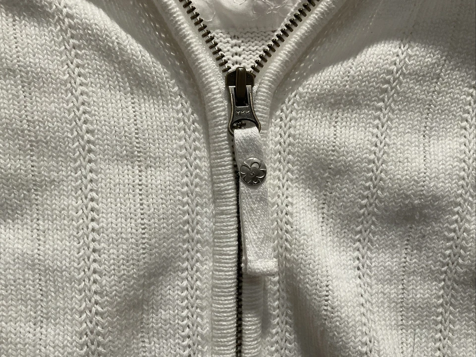 Suéter The Limited Too Blanco Corbata Sudadera con Capucha Recortada Cremallera Completa 18 Usado Foto 4 de 4