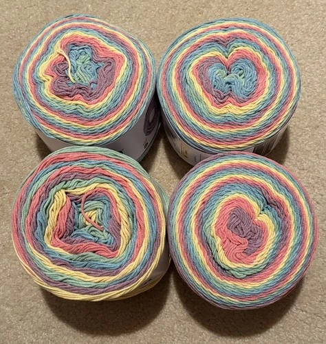 Lot of 4 Caron Cotton Cakes Yarn - CALICO FLOWERS - same dye lot - product listing photo
