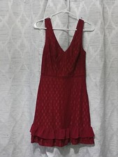 CITY STUDIO Womens Red Faux Wrap Spaghetti Strap Short Body Con Dress S