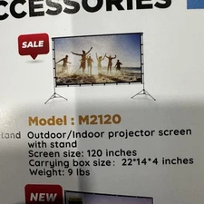 Vamvo M2120 Outdoor Indoor Projector Screen with Stand Foldable Portable