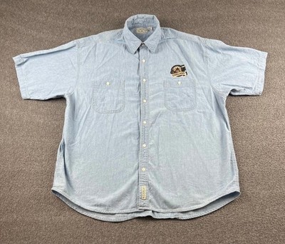 Camp David Men's Light Blue Short Sleeve Button-Up Shirt Size Large