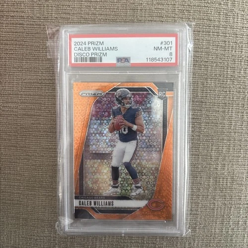 2024 Prizm Caleb Williams RC Orange Disco #301 Bears PSA 8