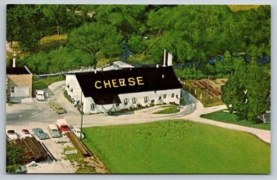 Hustisford Wisconsin Radloff's Cheese Factory Aerial View Vintage Postcard