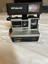 Polaroid Sun 600 LMS Vintage Instant Camera Black Silver - TESTED