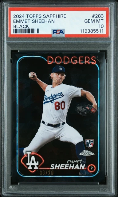 2024 Topps Chrome Sapphire Emmet Sheehan #283 Black /10 PSA 10