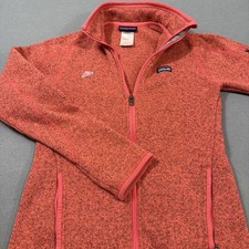 BETTER SWEATER Patagonia Fleece Women SMALL HEATHERED Pink Full Zip Logo JACKET