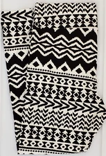 TC LuLaRoe Tall & Curvy Leggings Aztec Tribal Black White Print NWT G31 New