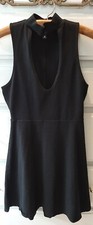 Express Sz XS Dress Collar Neck Racerback Vneck Cut Out Fit & Flare Black Dress