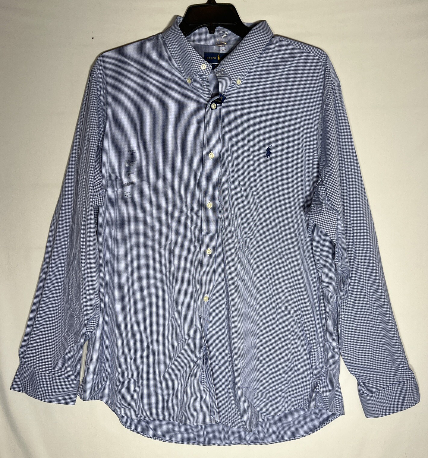 Camicia Ralph Lauren da uomo XXL blu performance vestibilità classica logo pony abbottonato