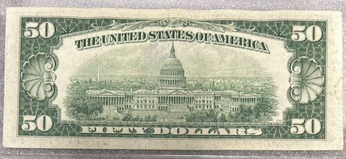 1950 New York B Note $50 Dollar Bill 50BL59 - Picture 2 of 2