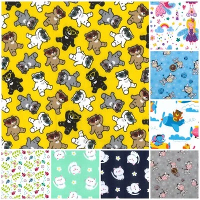 polycotton fabric quality craft material metre fat quarter CHILDRENS ANIMALS C