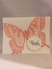 Card Set Of 4 Stampin Up "Thanks So Much" Swallowtail Crisp Canteloupe