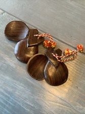 Pair Of Vintage  Hand-Carved HandmadeWood Castanets Castañuelas Flamenco Mexico