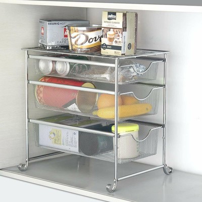 Nex 3 Tier Under Sink Organizer Three Mesh Sliding Baskets