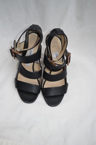 JIMMY CHOO AUTH $999 Women's Black Leather Maya Sandals Size 36 - Picture 5 of 9