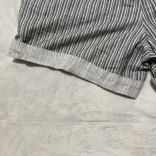 Eddie Bauer Linen Blend Pull On Cuffed Shorts Woman’s Sz Small BLK White Striped - Picture 10 of 12