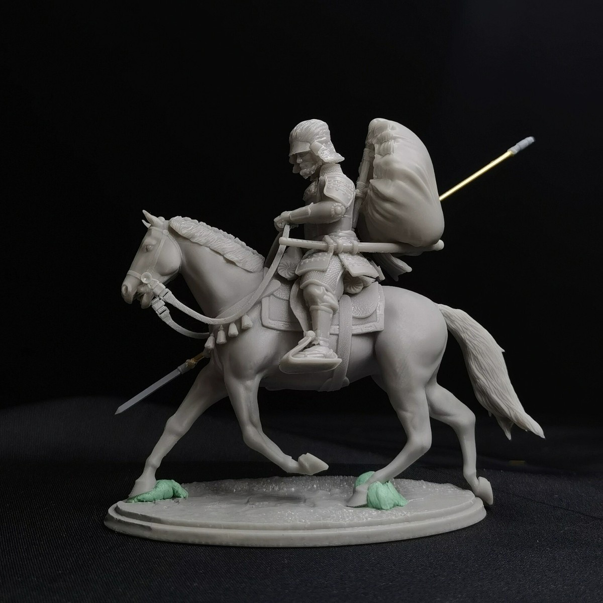 Painted 1/32 Japan Samurai Cavalry White Horse Scene Miniature