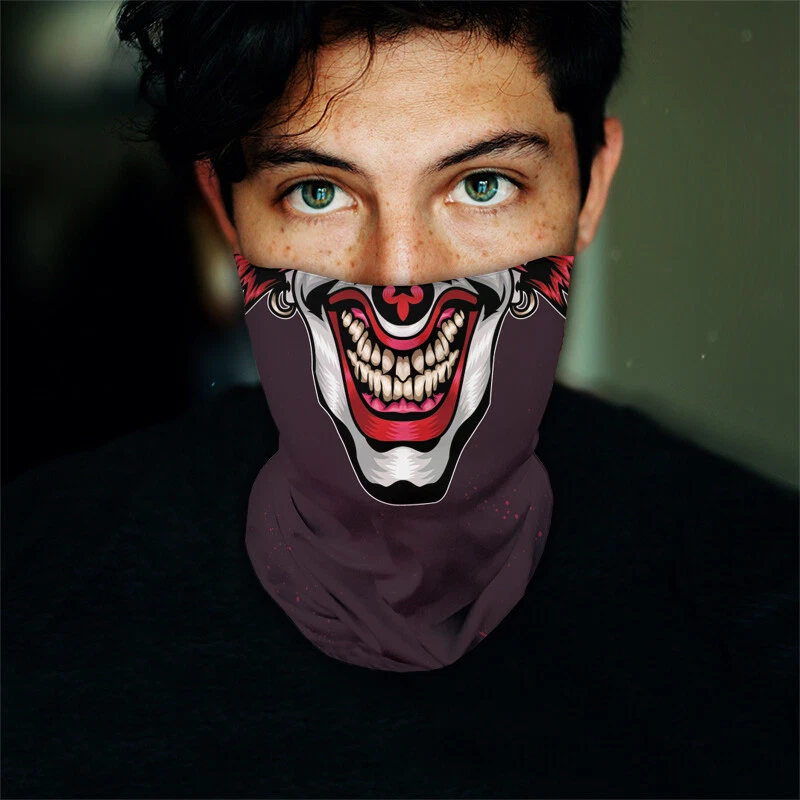 Washable Fabric Face Cover Neck Gaiter Unique Print Crazy Clown Design EU Made - Image 3 of 4