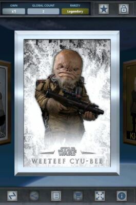 Star Wars Card Trader - Rogue One Inception Silver Gilded - Weeteef Cyu-Bee 2cc