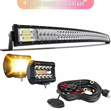 54 Curved Led Light Bar Spot Flood Combo4 Yellow Pods Offroad Fog Lamp