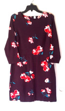 Old Navy Women's Floral 3/4 Sleeve Round Neck  Wine Color Shift Dress Size L