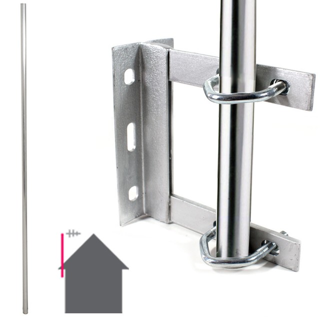 Galvanised TV Aerial Wall Mounting Kit Straight 6 Foot Pole/mast