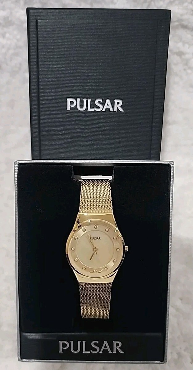 PULSAR SWAROVSKI CRYSTAL WOMENS GOLD TONE WATCH STNLESS STL  display picture 1